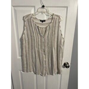 CZ Collection Sleeveless Button Up Shirt Size 2X